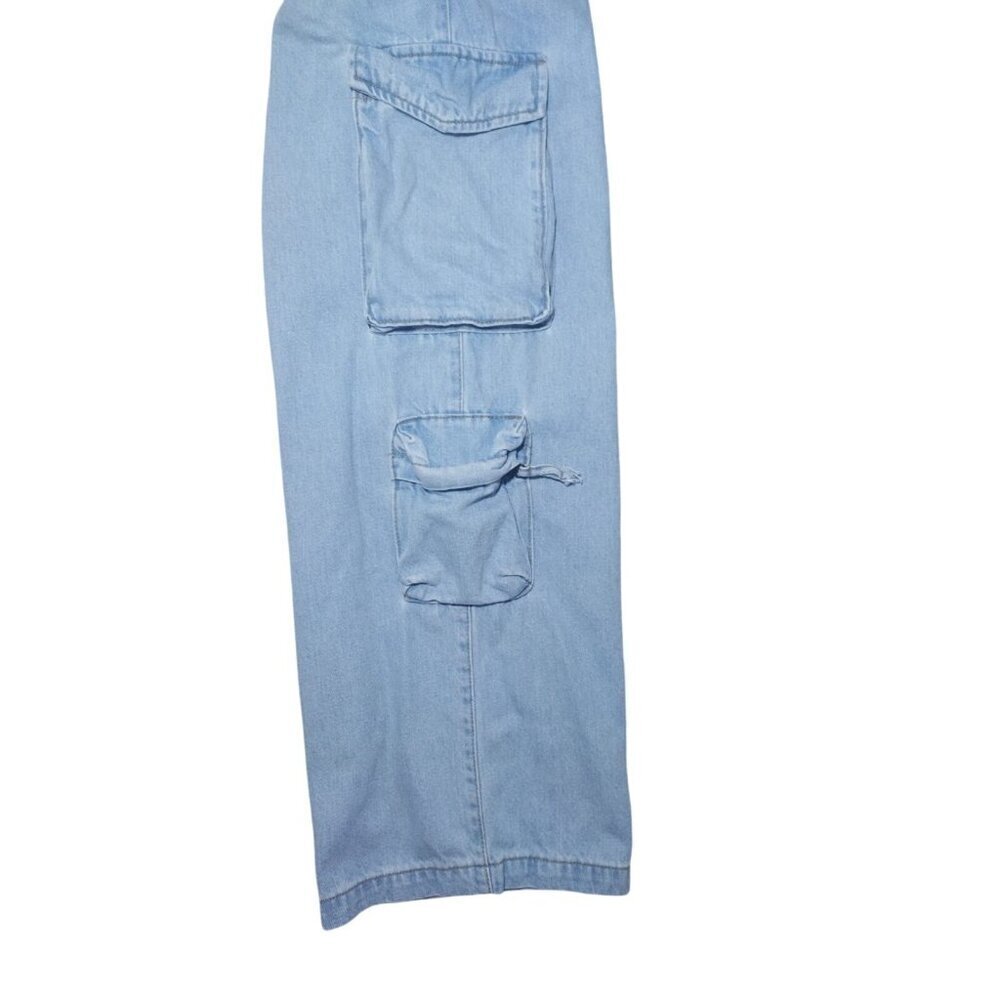Universal Thread Light Blue Wide-Leg Cargo Jeans Womens 4R Cotton & Lyocell. - Picture 6 of 10
